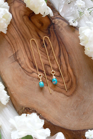 Turquoise Baby Hoop Earrings {Gold or Silver}