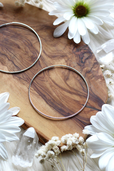 Large + Skinny Silver Hoops