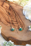 Emerald Ear Threaders Earrings {Gold or Silver}