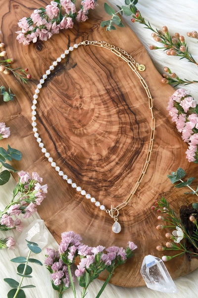 Moonstone Deux Link Gold Necklace