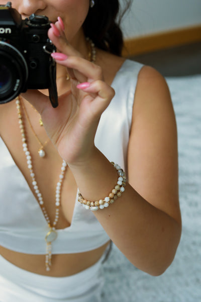 Pearlized Gemstone Bracelet