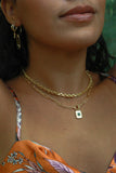 Emerald Eyes Golden Link Necklace