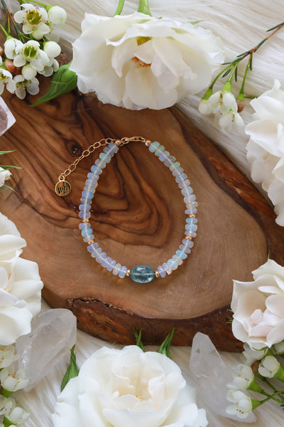 Sweet Opal & Aqua Kyanite Goldfilled Bracelet