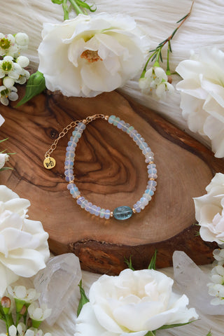 Sweet Opal & Aqua Kyanite Goldfilled Bracelet