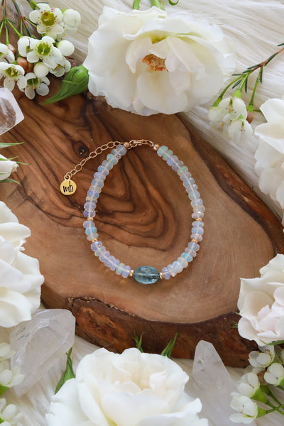 Sweet Opal & Aqua Kyanite Goldfilled Bracelet