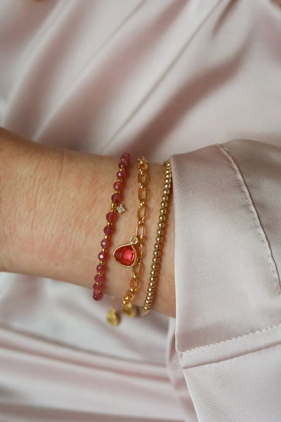 Sweet Raspberry Gold Bracelet