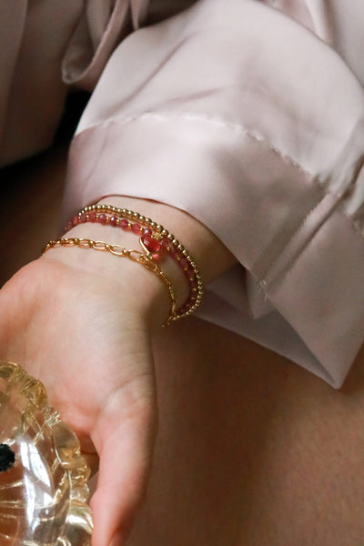 Sweet Raspberry Gold Bracelet