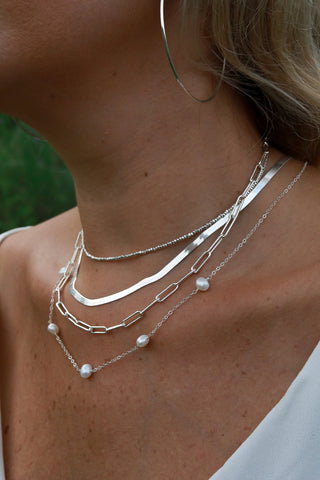 Pearl Cascade Silver Necklace