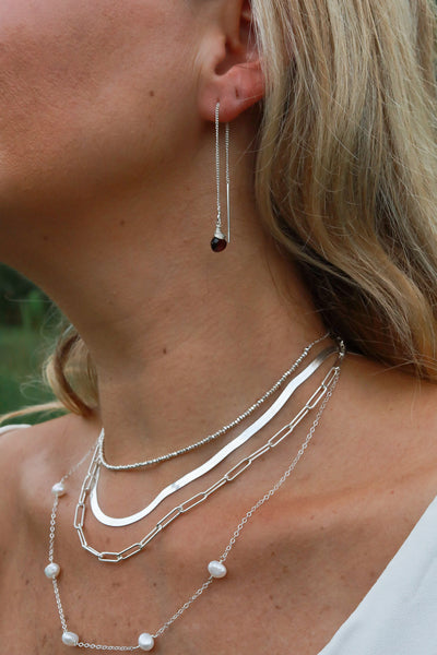 Pearl Cascade Silver Necklace
