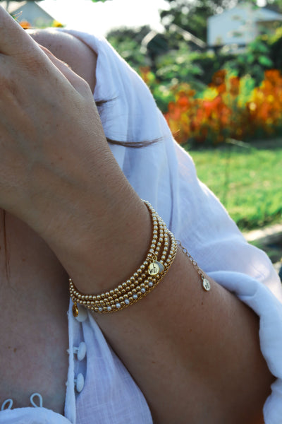 Golden Beaded Bracelet {One Bracelet, Set of Two, or Stack of Three}