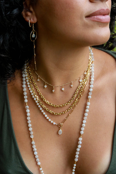 Moonstone Deux Link Gold Necklace