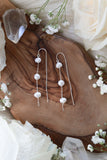 Pearl Cascade Silver Ear Threaders