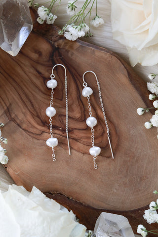 Untamed Pearls Huggies Earrings {Goldfilled or .925 Sterling Silver}