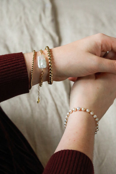 Sweet Pearl Nugget Gold Bracelet