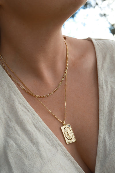 The World Tarot Card Gold Necklace